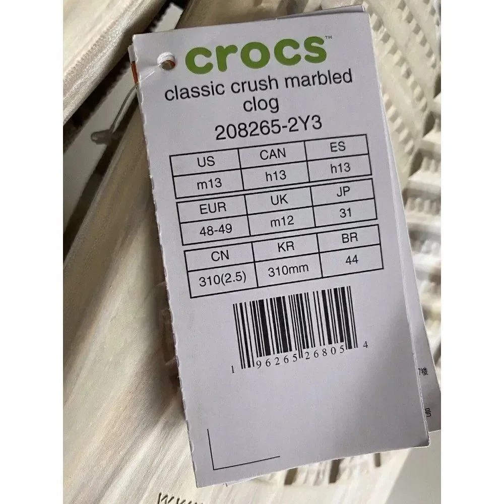 CROCS Classic CRUSH MARBLED Platform CLOG 208265-2Y3 Bone Men’s Sz 13 NEW‎